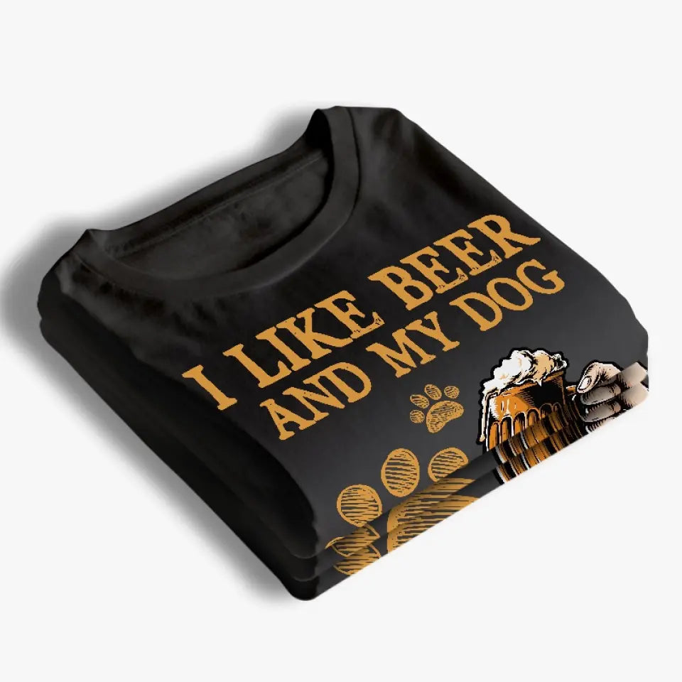 Bière et chien - T-shirt unisexe personnalisé, sweat à capuche, sweat-shirt - Fête des pères, cadeau pour les propriétaires d'animaux et les amoureux des animaux