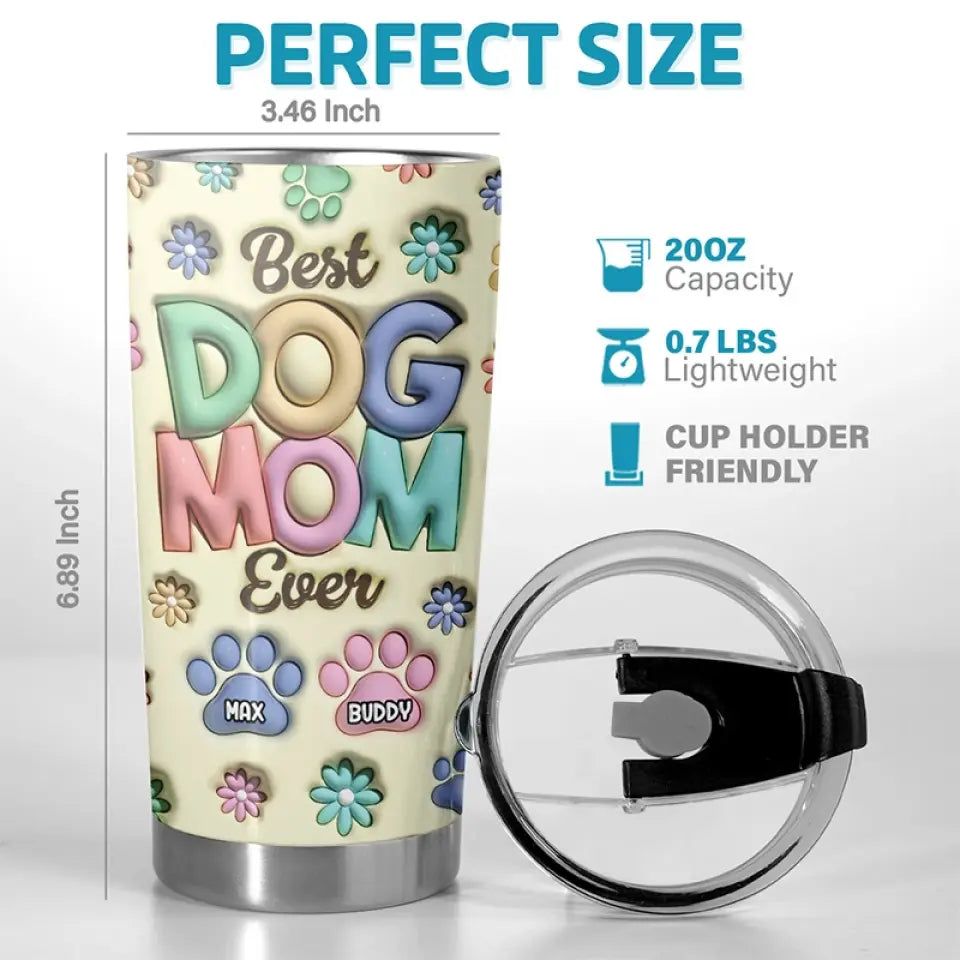 Tu es la meilleure maman à fourrure de tous les temps - Gobelet personnalisé avec effet gonflable 3D pour chien et chat - Fête des Mères, cadeau pour les propriétaires d'animaux et les amoureux des animaux