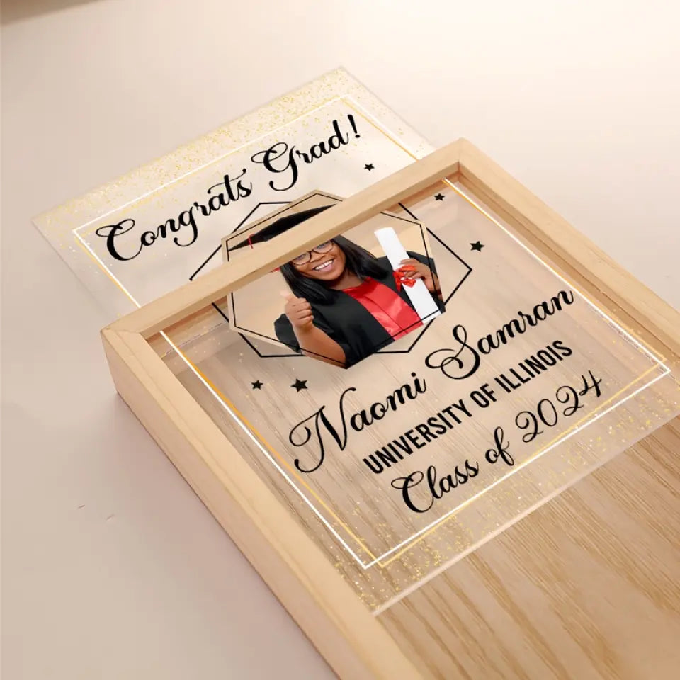 Photo personnalisée « Vous devenez ce que vous croyez » - Cadre photo personnalisé pour famille, boîte lumineuse - Cadeau de remise de diplôme pour frères et sœurs