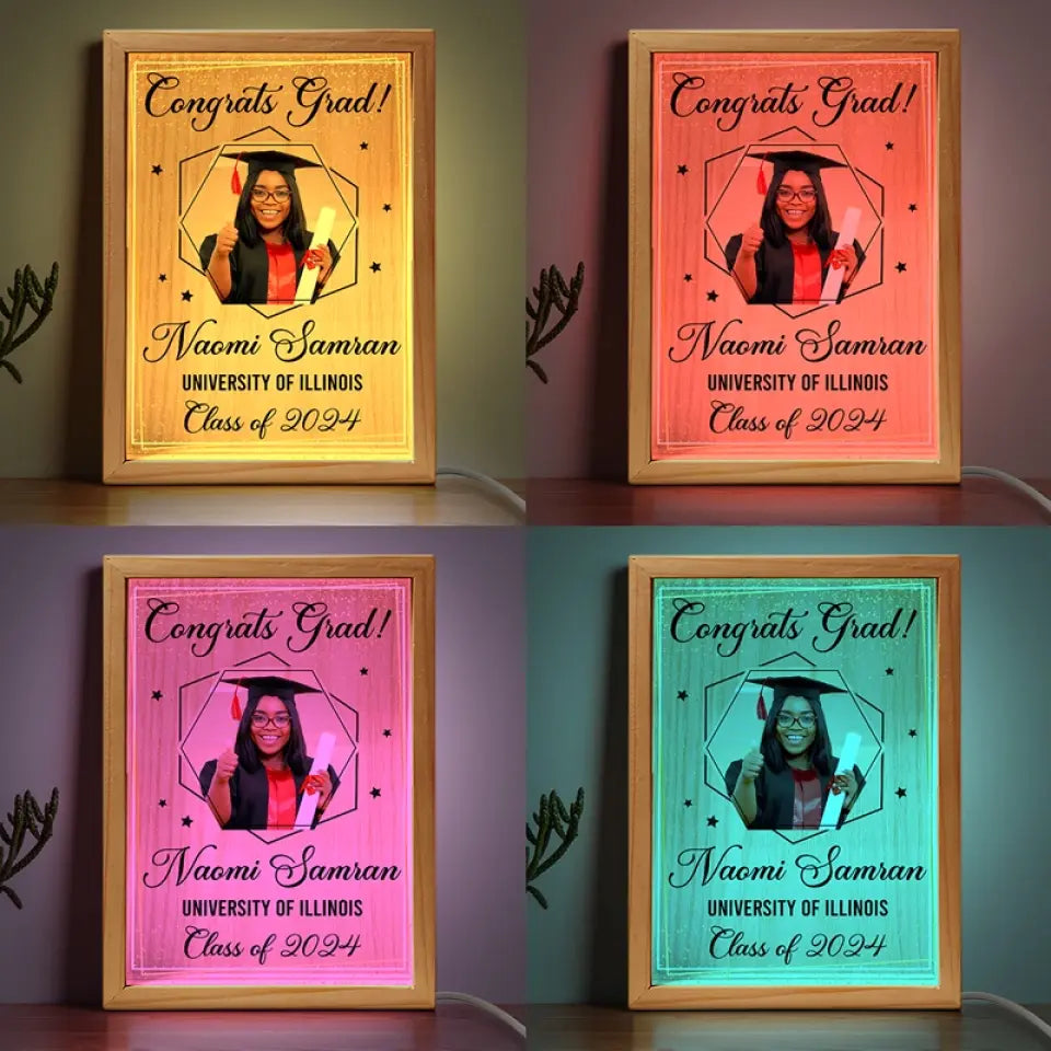 Photo personnalisée « Vous devenez ce que vous croyez » - Cadre photo personnalisé pour famille, boîte lumineuse - Cadeau de remise de diplôme pour frères et sœurs