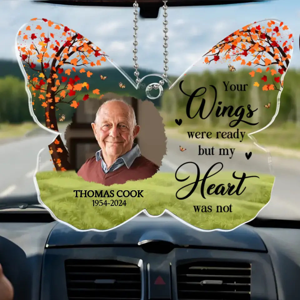 Photo personnalisée pour toujours dans mon cœur - Ornement de voiture personnalisé commémoratif - Forme personnalisée en acrylique - Cadeau de condoléances pour les membres de la famille