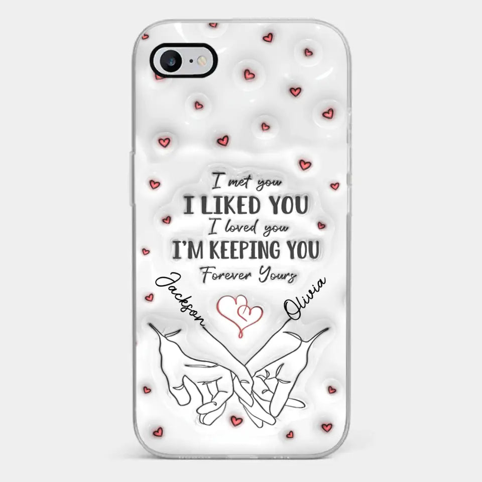 De notre premier baiser jusqu'à notre dernier souffle - Coque de téléphone transparente personnalisée avec effet gonflé en 3D - Cadeau pour mari et femme, anniversaire