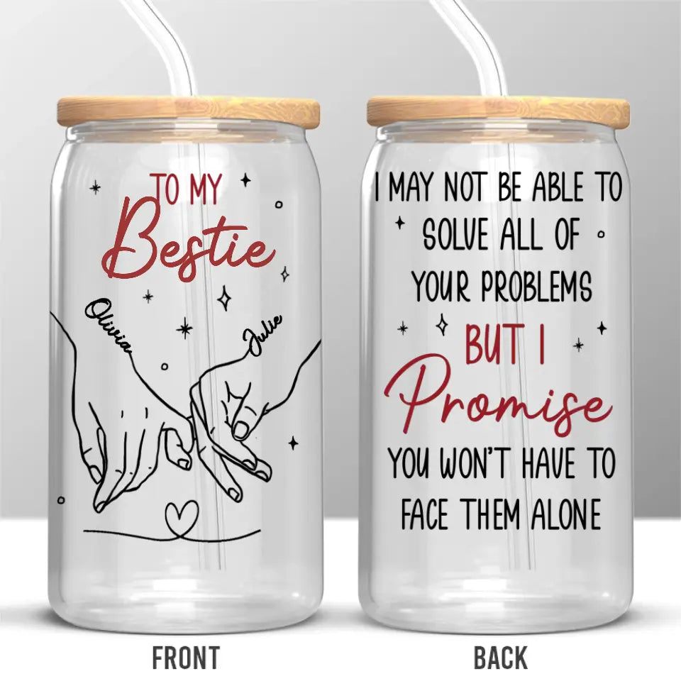Notre amitié est infinie - Tasse en verre personnalisée pour meilleure amie, tasse à café glacé - Cadeau pour meilleures amies, meilleures amies, sœurs