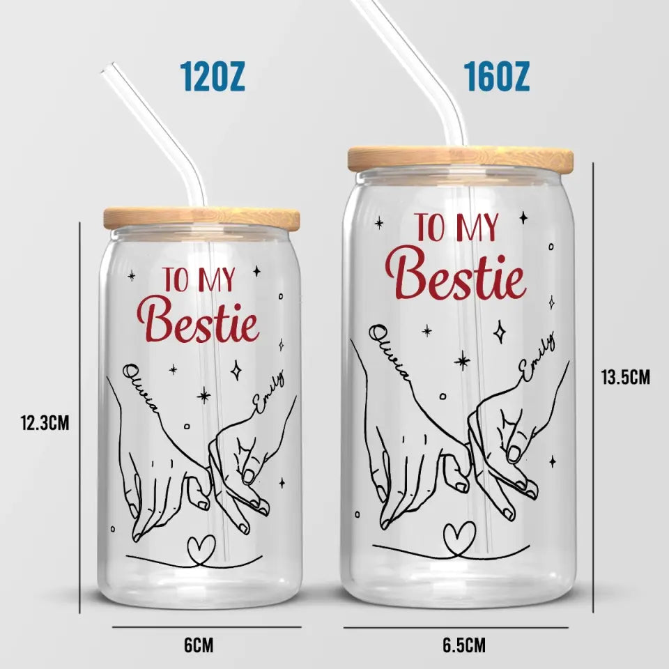 Tu es mon âme sœur - Tasse en verre personnalisée Bestie, tasse à café glacé - Cadeau pour meilleures amies, BFF, sœurs