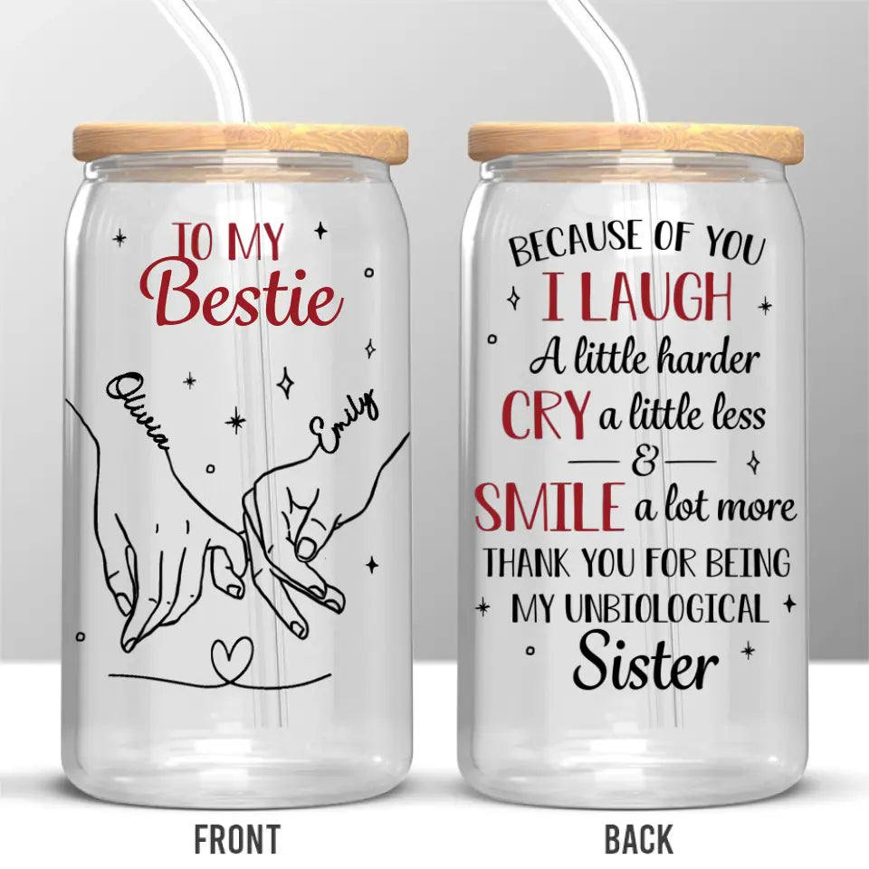 Tu es mon âme sœur - Tasse en verre personnalisée Bestie, tasse à café glacé - Cadeau pour meilleures amies, BFF, sœurs