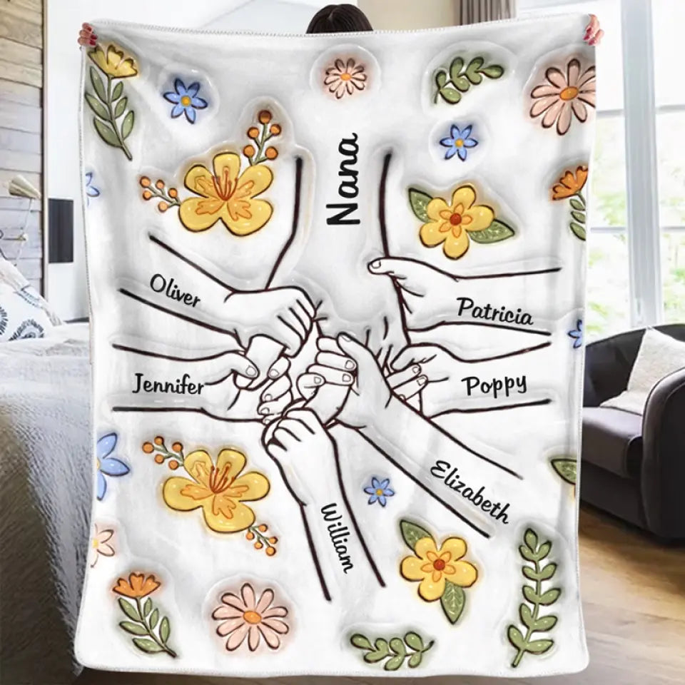 On t'aime maman - Couverture familiale personnalisée avec effet gonflable 3D - Cadeau pour la fête des mères, maman, grand-mère