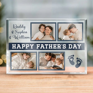 Photo personnalisée Bonne fête des pères - Plaque rectangulaire en acrylique personnalisée pour la famille - Cadeau pour la fête des pères