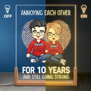 Puissions-nous nous ennuyer les uns les autres pendant de nombreuses années - Veilleuse LED 3D en noyer personnalisée pour couple - Cadeau pour mari et femme, anniversaire