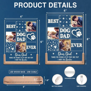 Photo personnalisée merci d'avoir ramassé mes crottes et autres affaires - veilleuse LED 3D personnalisée en forme de noyer pour chien et chat - cadeau de fête des pères, d'anniversaire pour papa