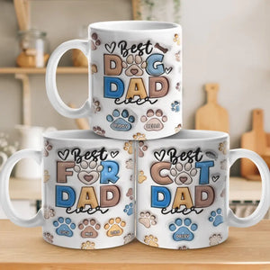 Meilleur papa à fourrure de tous les temps - Mug personnalisé avec impression 3D effet gonflé pour chien et chat - Fête des pères, cadeau pour les propriétaires d'animaux et les amoureux des animaux