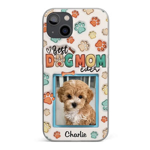 Meilleure maman chien de tous les temps - Coque de téléphone transparente personnalisée avec effet gonflable 3D pour chien et chat - Cadeau pour la fête des mères, pour les propriétaires d'animaux et les amoureux des animaux