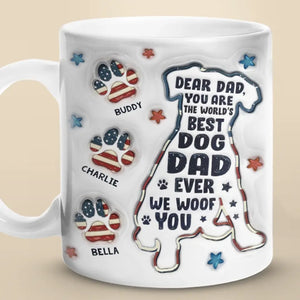 Tu es le meilleur papa de chien au monde - Mug personnalisé avec effet gonflé 3D - Fête des pères, cadeau pour les propriétaires d'animaux et les amoureux des animaux