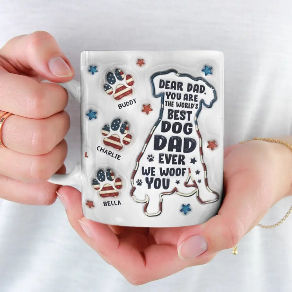 Tu es le meilleur papa de chien au monde - Mug personnalisé avec effet gonflé 3D - Fête des pères, cadeau pour les propriétaires d'animaux et les amoureux des animaux