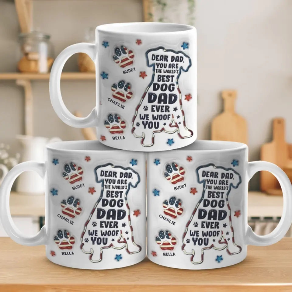 Tu es le meilleur papa de chien au monde - Mug personnalisé avec effet gonflé 3D - Fête des pères, cadeau pour les propriétaires d'animaux et les amoureux des animaux
