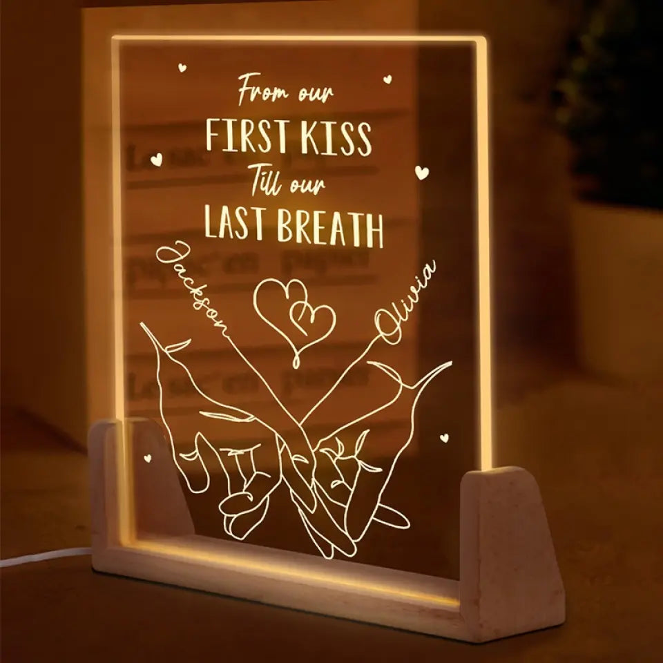 Je te garde à jamais à toi - Veilleuse LED 3D personnalisée en forme de noyer pour couple - Cadeau pour mari et femme, anniversaire