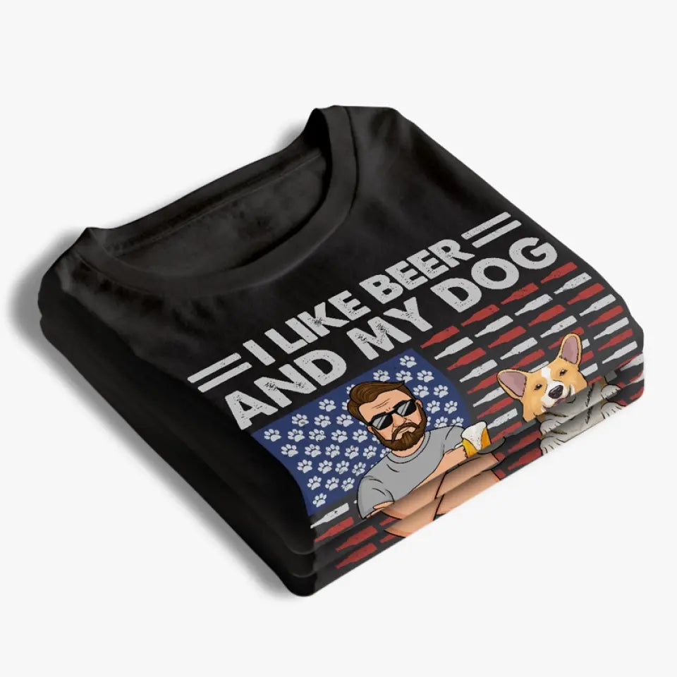 J'aime la bière et mon chien - T-shirt unisexe personnalisé, sweat à capuche, sweat-shirt - Fête des Pères, cadeau pour les propriétaires d'animaux et les amoureux des animaux