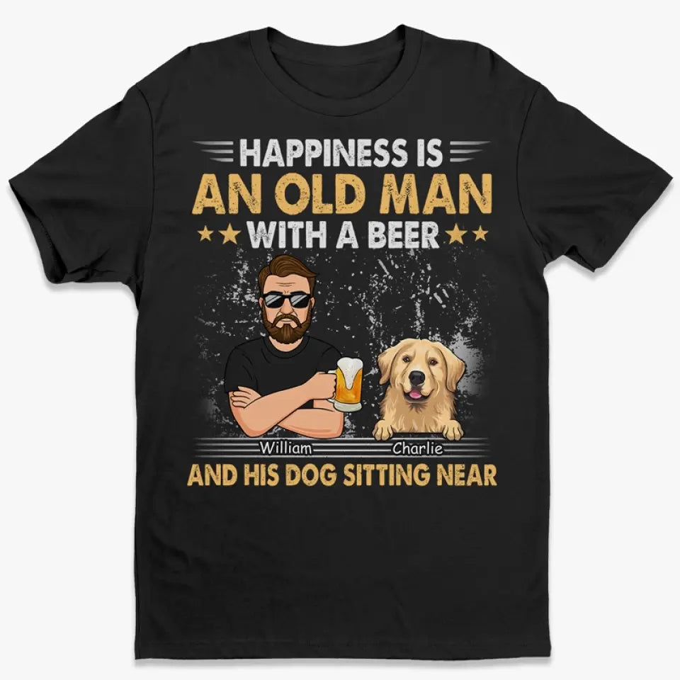 À la santé de mon bonheur simple ! T-shirt unisexe personnalisé pour chien, sweat à capuche, sweat-shirt ! Cadeau pour la fête des pères, pour les propriétaires d'animaux et les amoureux des animaux.