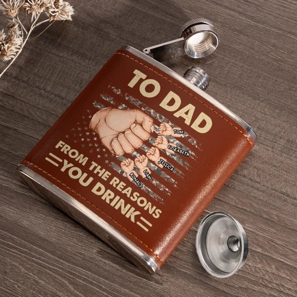 À papa, des raisons pour lesquelles vous buvez - Flasque personnalisée pour la famille - Fête des pères, cadeau pour papa, grand-père