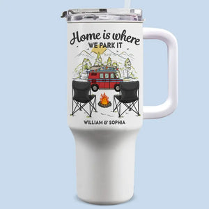 Partenaires de camping pour la vie - Gobelet personnalisé en acier inoxydable de 1 134 g avec poignée - Cadeau pour les amateurs de camping