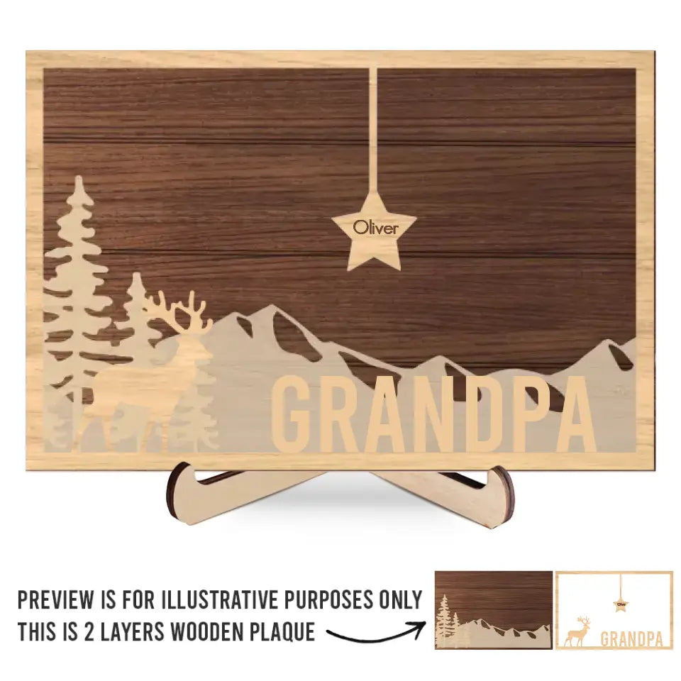 Tu es mes petites étoiles - Plaque en bois personnalisée à 2 couches avec support - Cadeau pour papa, grand-père