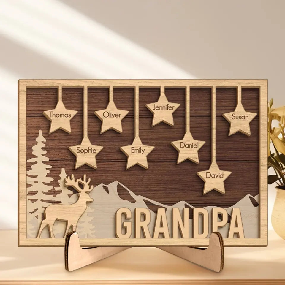 Tu es mes petites étoiles - Plaque en bois personnalisée à 2 couches avec support - Cadeau pour papa, grand-père