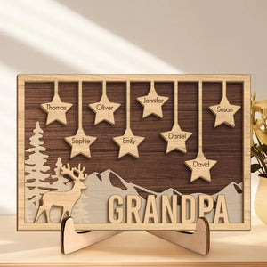 Tu es mes petites étoiles - Plaque en bois personnalisée à 2 couches avec support - Cadeau pour papa, grand-père