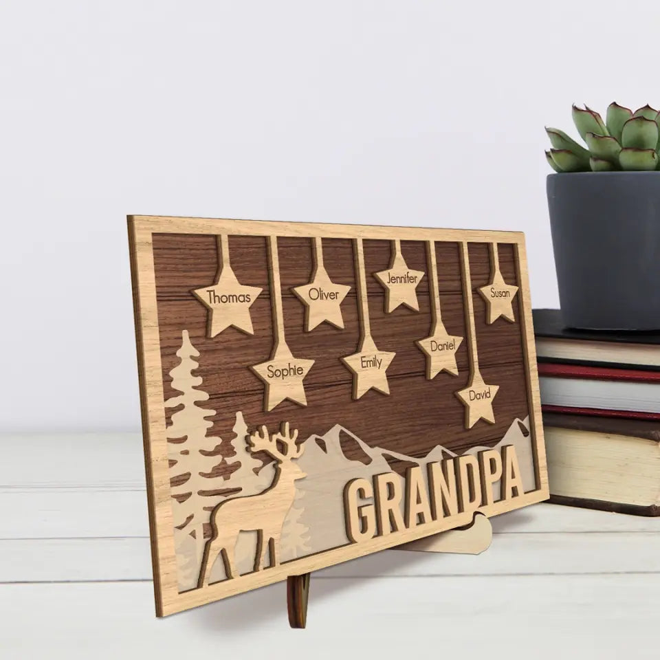 Tu es mes petites étoiles - Plaque en bois personnalisée à 2 couches avec support - Cadeau pour papa, grand-père