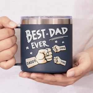 Mon père m'a donné mes rêves - Gobelet personnalisé en acier inoxydable de 14 oz avec poignée - Fête des pères, cadeau pour papa, grand-père