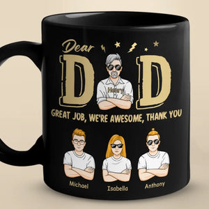 Papa, nous sommes géniaux, merci - Tasse noire personnalisée pour la famille - Fête des pères, cadeau pour papa, grand-père