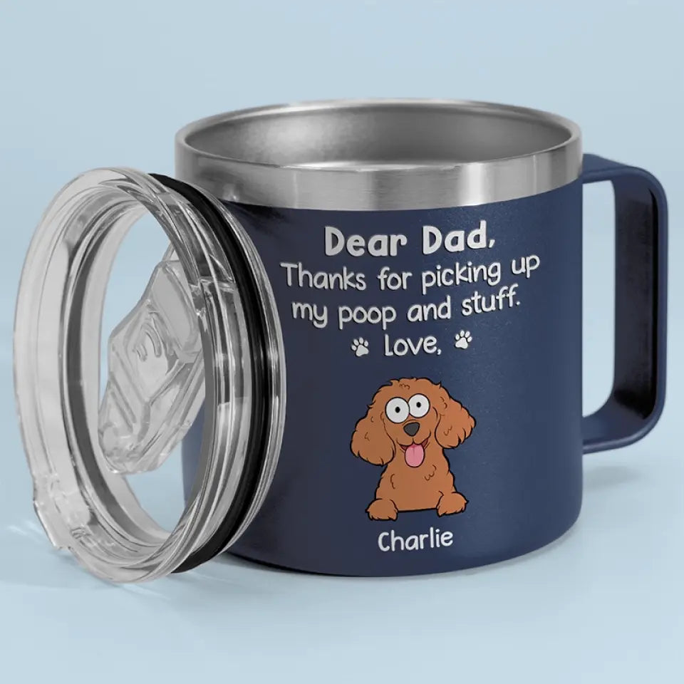 Merci d'être mon serviteur humain - Gobelet personnalisé en acier inoxydable de 14 oz avec poignée pour chien - Cadeau pour propriétaires d'animaux et amoureux des animaux