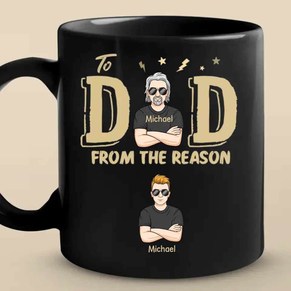 Papa, nous sommes géniaux, merci - Tasse noire personnalisée pour la famille - Fête des pères, cadeau pour papa, grand-père