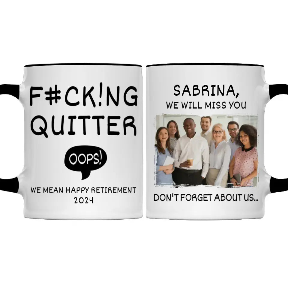 Tasse personnalisée avec photo « Nous voulons une retraite heureuse » pour collègue – Cadeau de remerciement et de retraite pour collègues, collègues de travail, collègues
