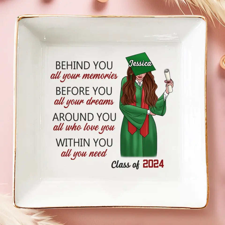 Avant tous vos rêves - Plat à bijoux personnalisé pour la famille - Cadeau de remise de diplôme pour les membres de la famille, les frères et sœurs