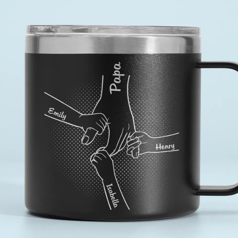 Papa m'a tout appris - Gobelet personnalisé en acier inoxydable de 14 oz avec poignée - Cadeau pour la fête des pères, papa et grand-père