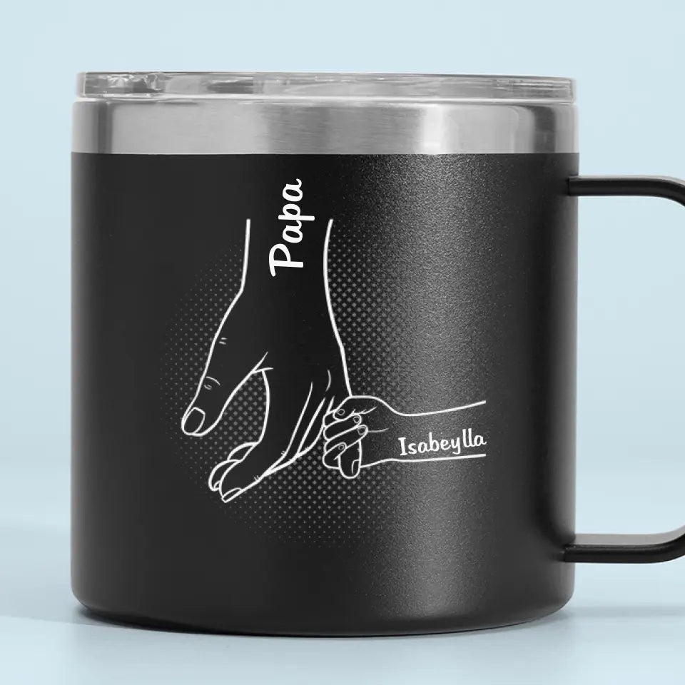 Papa m'a tout appris - Gobelet personnalisé en acier inoxydable de 14 oz avec poignée - Cadeau pour la fête des pères, papa et grand-père