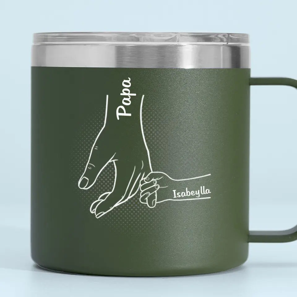 Papa m'a tout appris - Gobelet personnalisé en acier inoxydable de 14 oz avec poignée - Cadeau pour la fête des pères, papa et grand-père