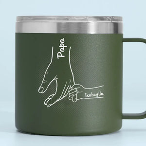 Papa m'a tout appris - Gobelet personnalisé en acier inoxydable de 14 oz avec poignée - Cadeau pour la fête des pères, papa et grand-père