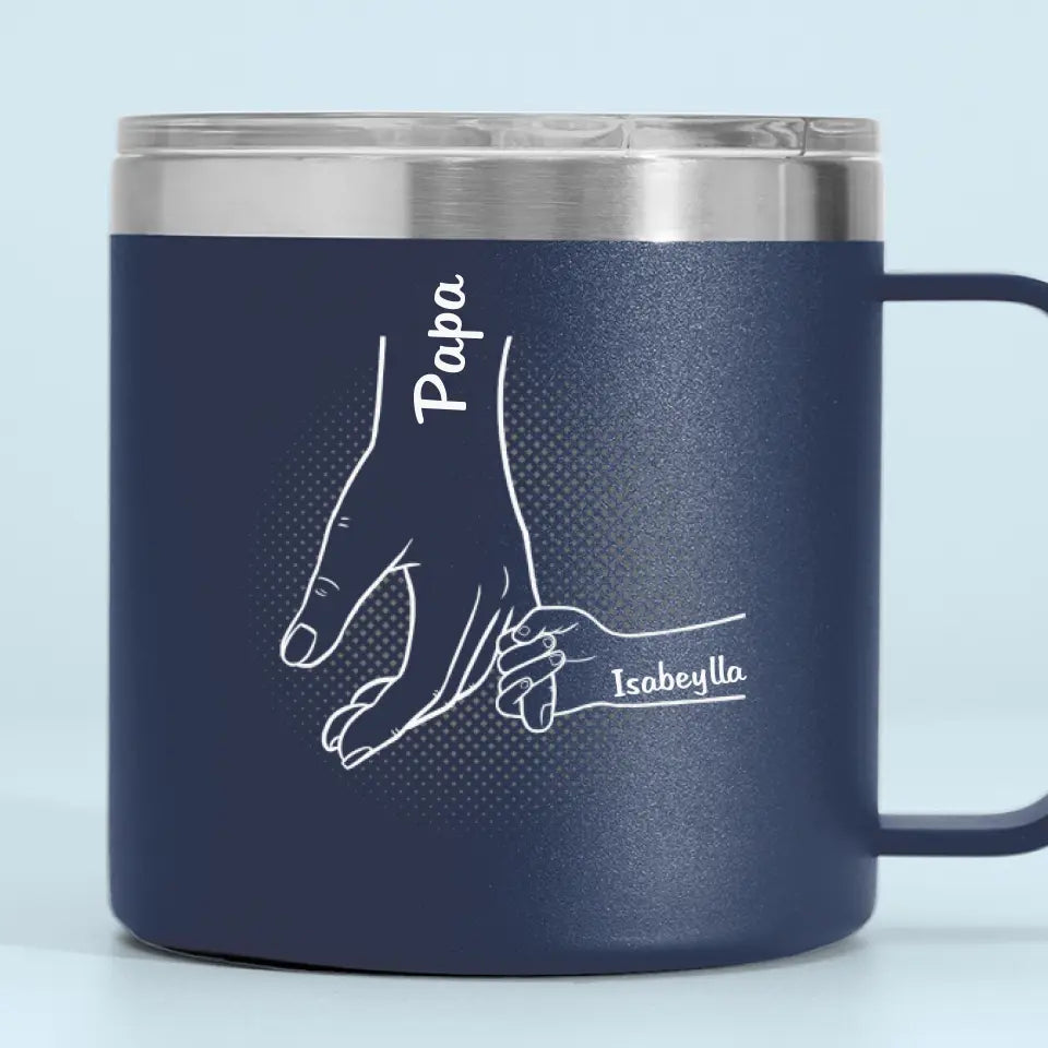 Papa m'a tout appris - Gobelet personnalisé en acier inoxydable de 14 oz avec poignée - Cadeau pour la fête des pères, papa et grand-père