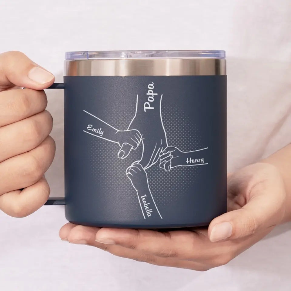 Papa m'a tout appris - Gobelet personnalisé en acier inoxydable de 14 oz avec poignée - Cadeau pour la fête des pères, papa et grand-père