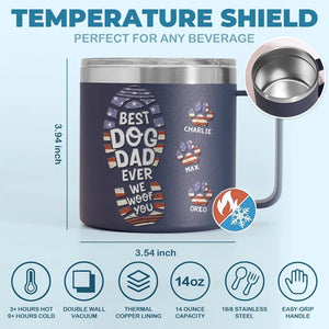 Je t'aime tous les jours - Gobelet personnalisé en acier inoxydable de 14 oz avec poignée pour chien - Cadeau pour les propriétaires et les amoureux des animaux