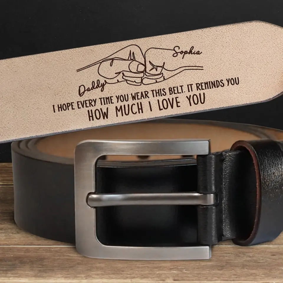 Cela vous rappelle combien je t'aime - Ceinture en cuir gravée personnalisée pour la famille - Fête des pères, cadeau pour papa, grand-père