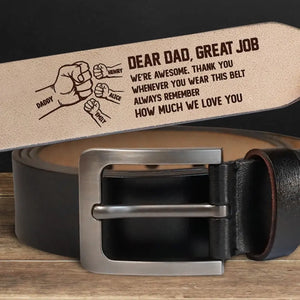 Excellent travail, nous sommes géniaux - Ceinture en cuir gravée personnalisée pour la famille - Fête des pères, cadeau pour papa, grand-père