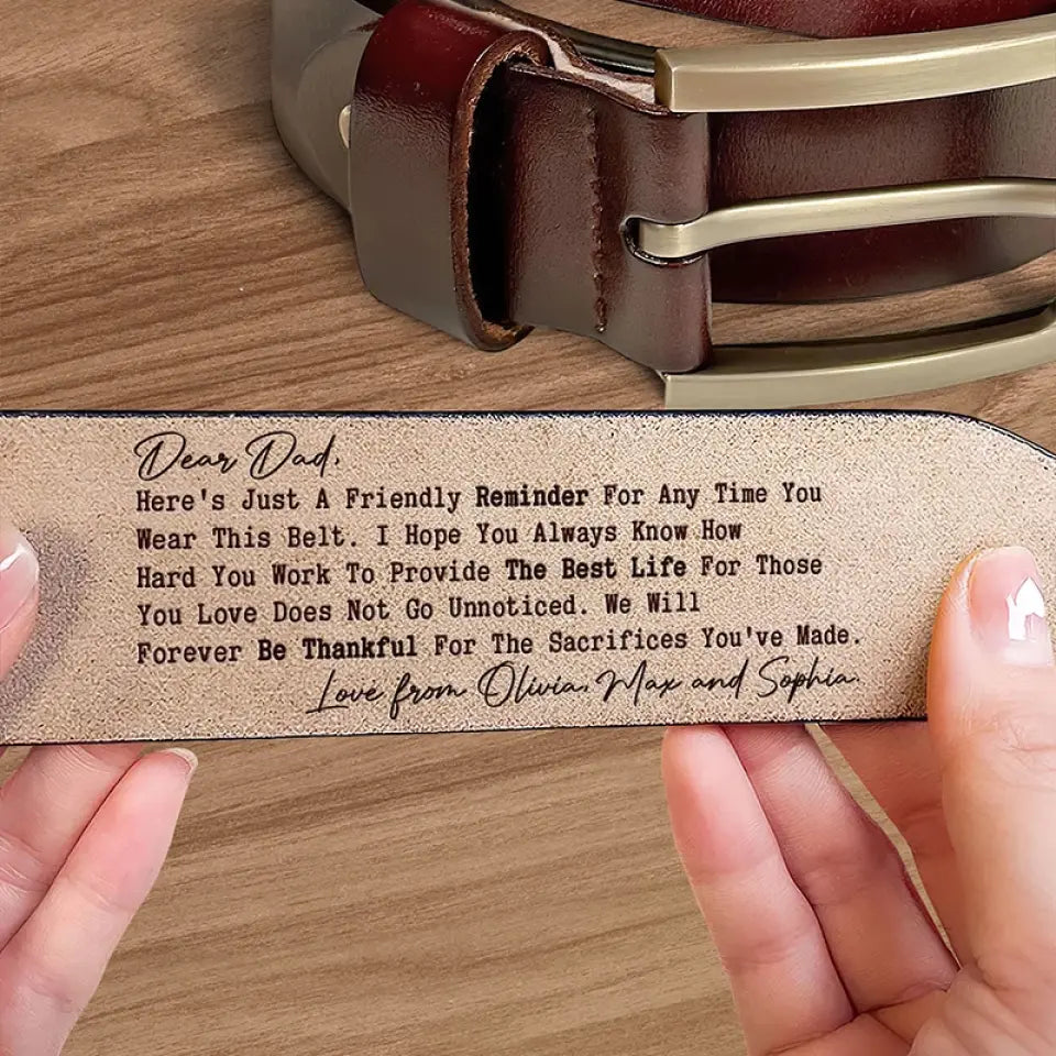 Nous serons éternellement reconnaissants - Famille, ceinture en cuir gravée personnalisée - Fête des pères, cadeau pour papa, grand-père