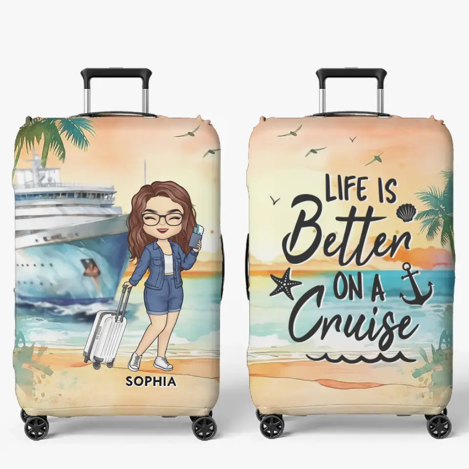 La mer vous appelle - Housse de bagage personnalisée - Cadeau de vacances, cadeau pour les amoureux du voyage d'aventure