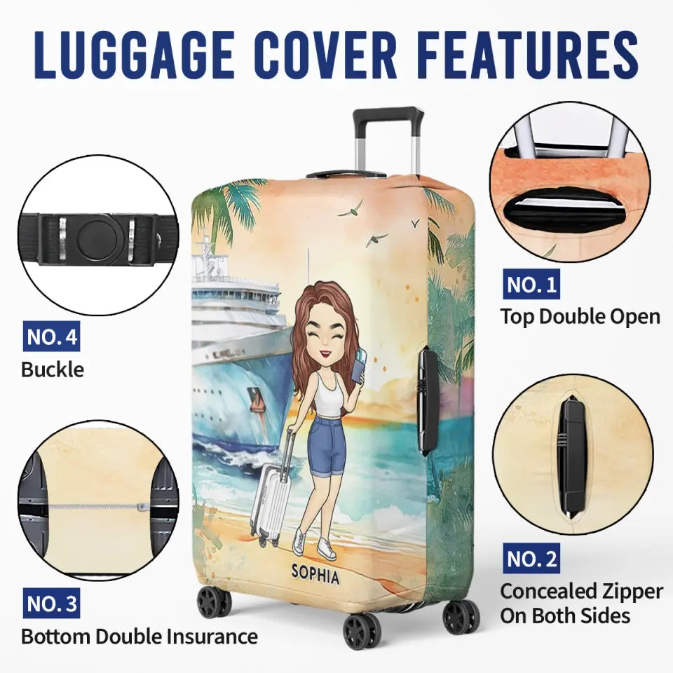 La mer vous appelle - Housse de bagage personnalisée - Cadeau de vacances, cadeau pour les amoureux du voyage d'aventure