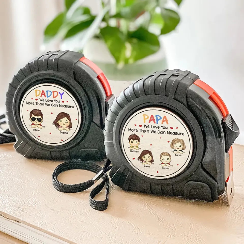 Je t'aime plus que je ne peux mesurer - Mètre ruban personnalisé pour la famille - Fête des pères, cadeau pour papa, grand-père