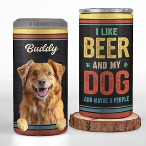 Un chien personnalisé résout la plupart de mes problèmes, la bière résout le reste - Gobelet isotherme 4 en 1 personnalisé pour chien - Fête des Pères, cadeau pour les propriétaires d'animaux et les amoureux des animaux