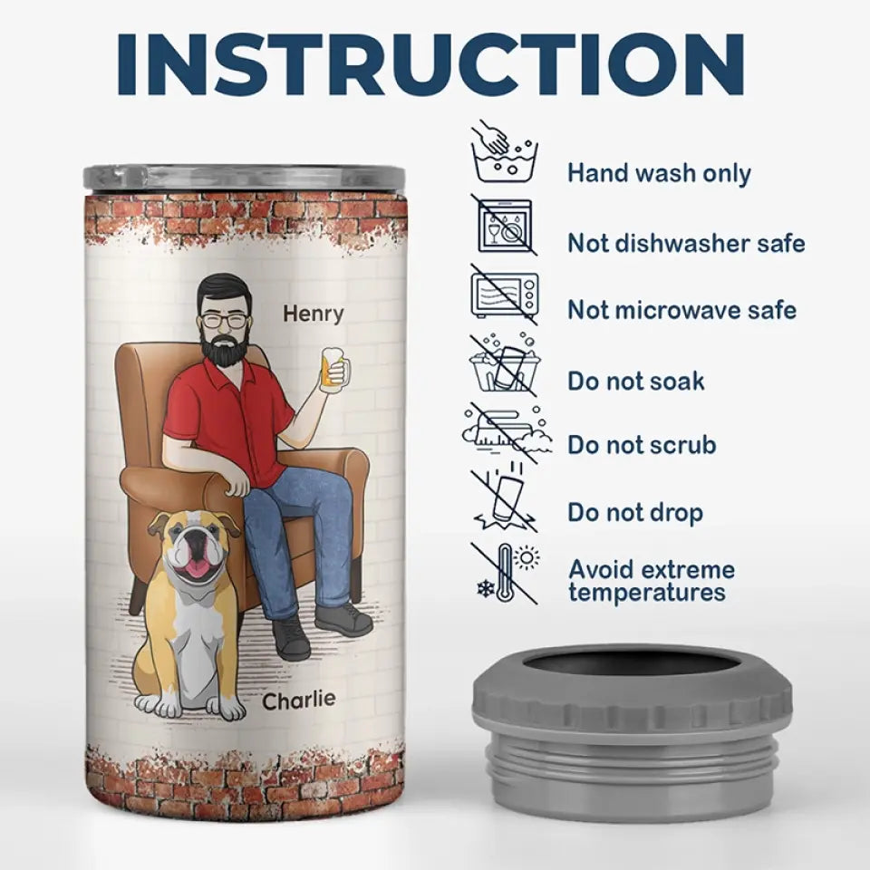 Mes amis sont des chiens et de la bière - Gobelet isotherme 4 en 1 personnalisé pour chien - Fête des pères, cadeau pour les propriétaires d'animaux et les amoureux des animaux
