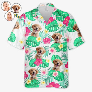 T-shirt hawaïen unisexe personnalisé avec photo « C'est l'été » pour chien et chat, motif tropical, idéal pour les vacances d'été et les amoureux des animaux.