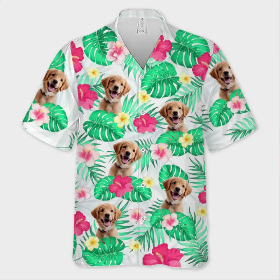 T-shirt hawaïen unisexe personnalisé avec photo « C'est l'été » pour chien et chat, motif tropical, idéal pour les vacances d'été et les amoureux des animaux.